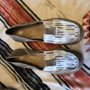 Ariat Brown and White Patterned Slip-Ons